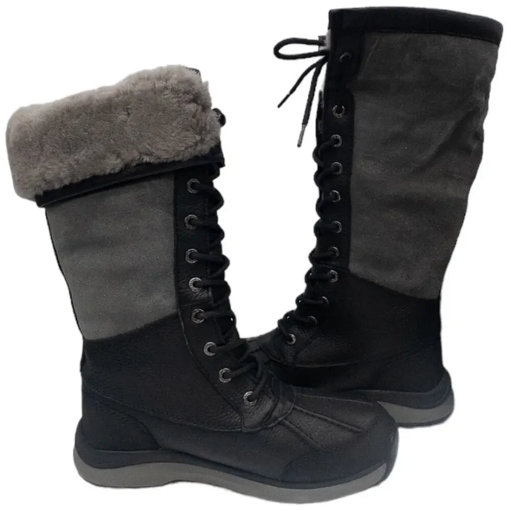 Authentic Ugg Adirondack III Tall Boot Black Gray Womens Waterproof Winter Snow
